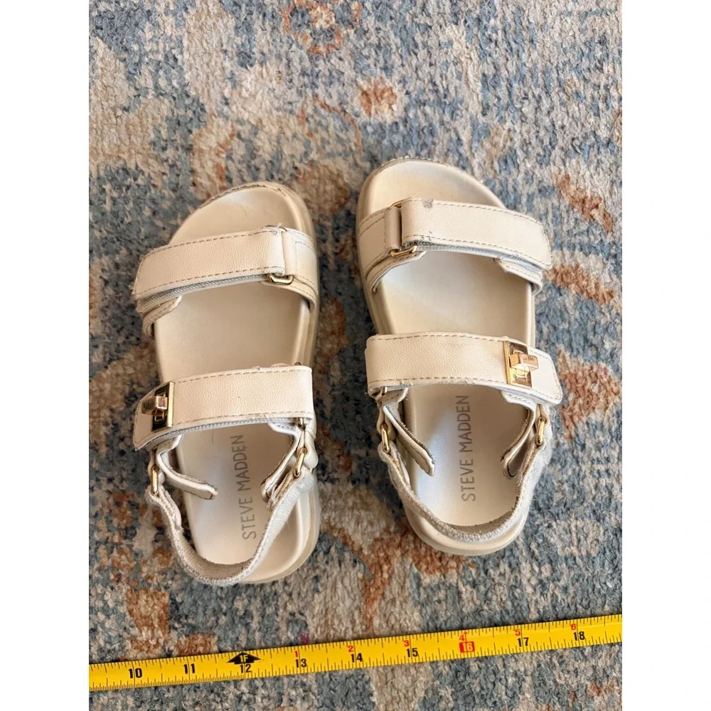 Steve Madden Little Girls J-Mona Cream  Platform Sandals Size 9